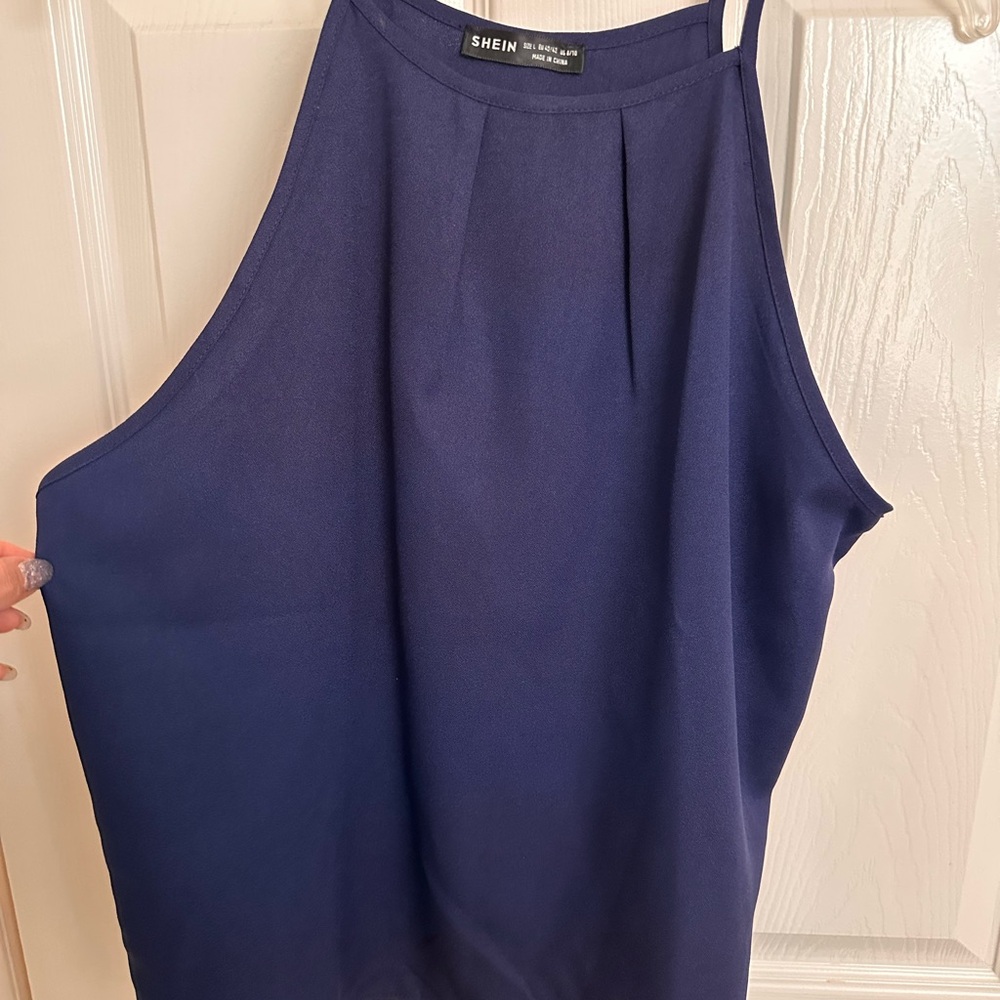 SHEIN Deep Blue Sleeveless Tank Top